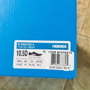 Hoka One One Rincon 4 Athletic Shoes - Black and White